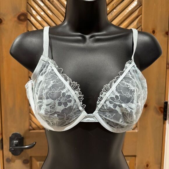 Victoria’s Secret low cut Demi bra pastel blue lace 36D - Picture 1 of 4